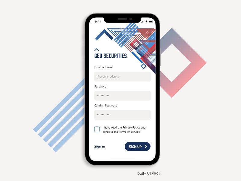 Daily UI 001 - Sign Up - Mobile dailyui mobile app mobile ux ui ux ui signup minimal login dribbble design daily ui 001 daily ui challenge branding brand app branding app