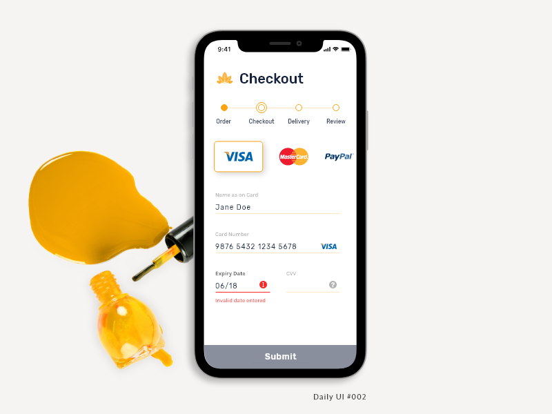 Daily UI 002 - Credit Card Checkout - Mobile mobile app mobile checkout cart brand dailyui daily ui 002 ux ui ux ui minimal dribbble design daily ui challenge branding app branding app