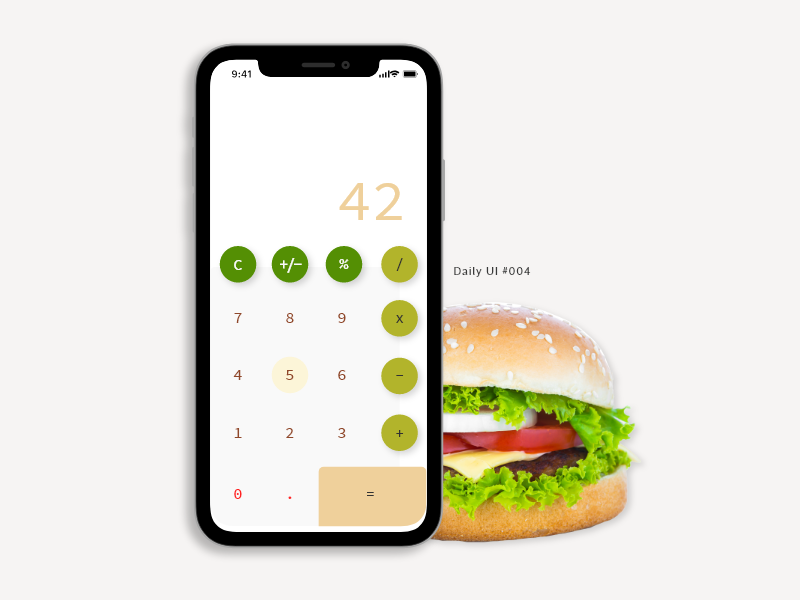 Daily UI 004 - Calculator Design fast food fastfood burger calculator app calculator ui calculator daily ui 004 minimal app ux ui ui ux daily ui dailyui challenge dribbble design