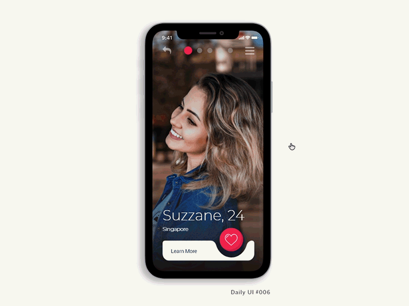 Daily UI 006 - Social Profile 006 animation app challenge daily ui daily ui 006 dailyui dating app datingapp design dribbble interaction interaction animation interaction design minimal social social app ui ux ux ui