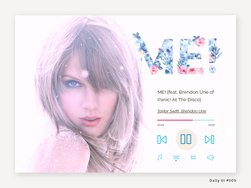 Daily UI 009 - Music Player music artist taylor swift music app ui dailyui009 music player ui music player music app typography brand web ux ui ui ux daily ui dailyui challenge dribbble design
