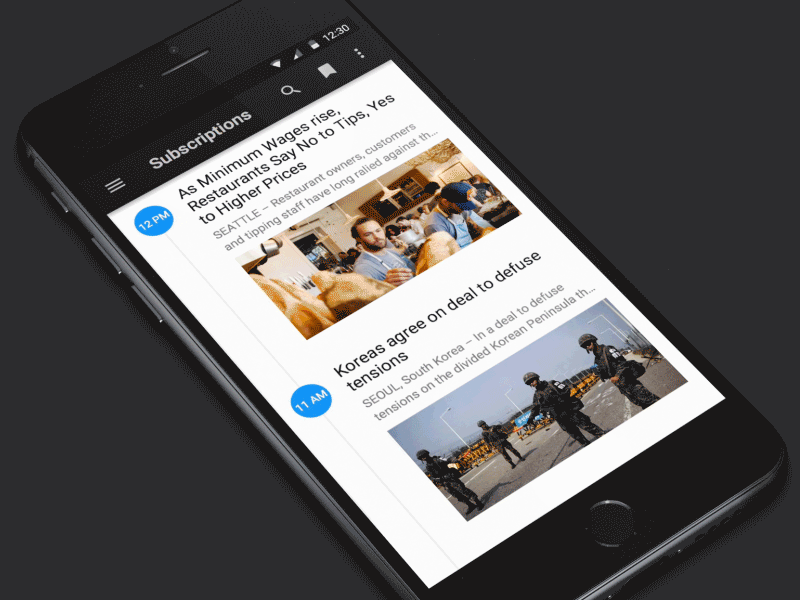 Material Design News Reader WIP android animation app ios material design mobile motion design news pixate prototype ui ux