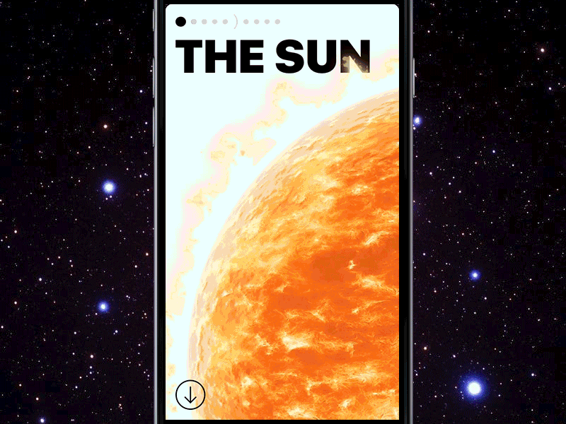 Solar - Interesting facts about our solar system 3d animation app editorial minimalist mobile planet prototype space ui universe ux