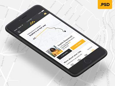 "Social Cab" Uber-Like app - Free .PSD app free free psd freebie ios iphone mobile psd taxi uber ui ux