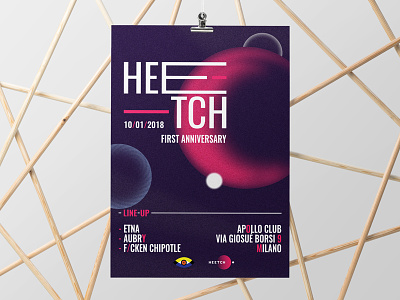 Heetch space-party poster cosmos dj mars mock-up moon party planet poster print space typography