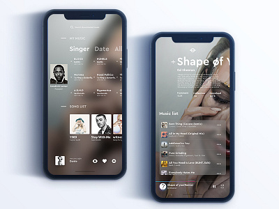 Simple music player color concept ios simple ui ux