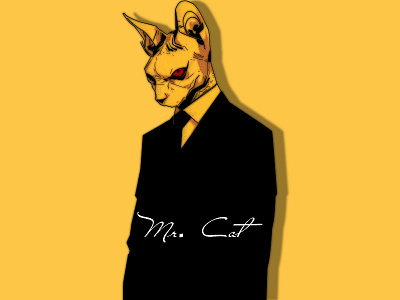 mr.cat black cat color illustration