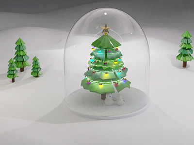 3D low poly Xmas scene