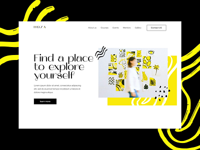 MUZA art center landing abstarct art black brutal brutalism courses design landing landing page skill ui ux webdesig website yellow