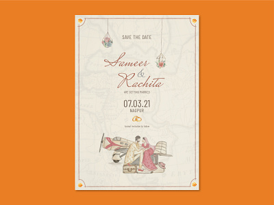 STD - Flying Theme card illustration pragmaticart savethedate wedding card wedding invite