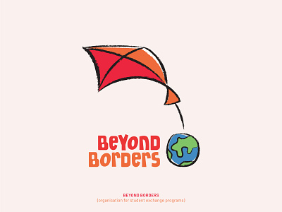 Beyond Borders, organisation for student exchange programs branding earth edutech exaggerated illustration internship kite kite logo logo pragmaticart quirky