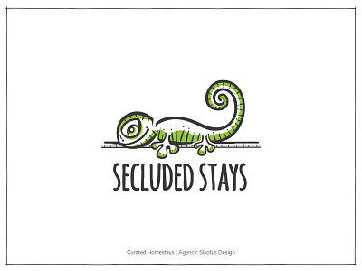 Secluded Stays - V1 adventure cute gecko homestay hotel illustration logo