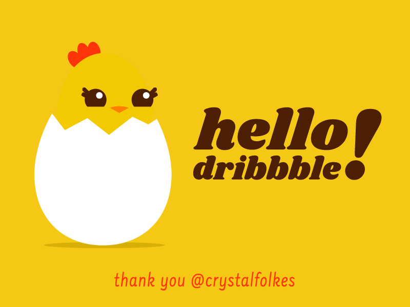 Who's that Chick? animation chicken cute digital dribbble egg hello vintage yellow