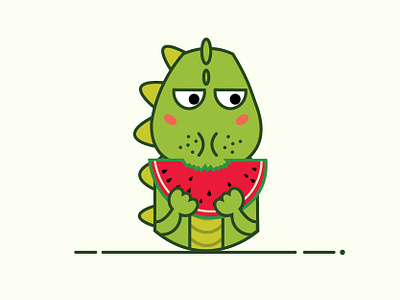 Foodie Dino!! dino love illustrations sticker design watermelon