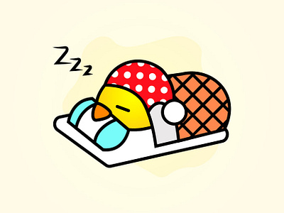 hello weekend!! baby chicken illustartion love to sleep sticker design weekend love