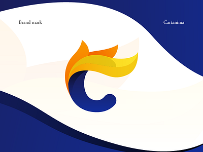 cartanima blue blue and yellow c feather gentle gradient harmony logo orange waves