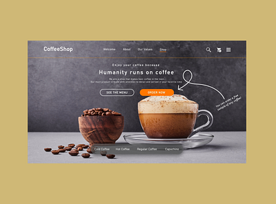 CoffeeShop adobe illustrator branding coffeeshop design landing page ui ui design ux web design website