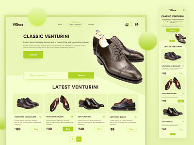 Landing Page Header Design for VShoe