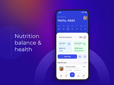 Nutrition App Design dashboard food app graphic design mobile app nutrition app statistics ui ux