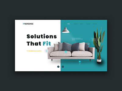 Innersense 3d blue couch furniture header home page interior landing page plant sofa visualization web web design webdesign