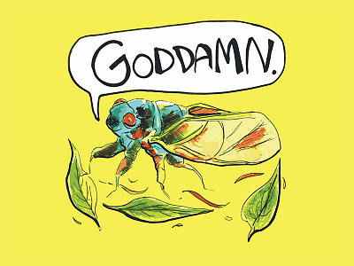 Profanity Bugs: Cicada bug cicada cursing design illustration watercolor