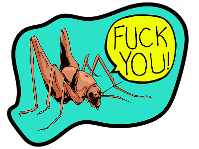 Profanity Bugs: Cave Cricket bug cricket cursing design illustration watercolor