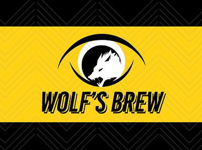 Wolf's Brew black and yellow design label practice wolf