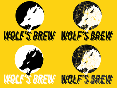 Wolf's Brew - Logo Options black and yellow brew design drink label practice wolf
