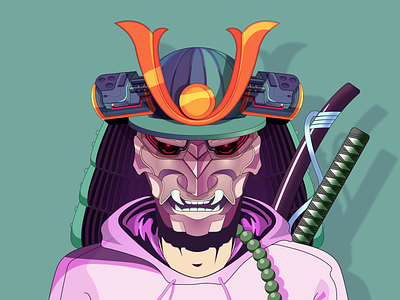 Cyber samurai 80s animation anime branding character design graphic design illustation illustration japan korea samurai vector