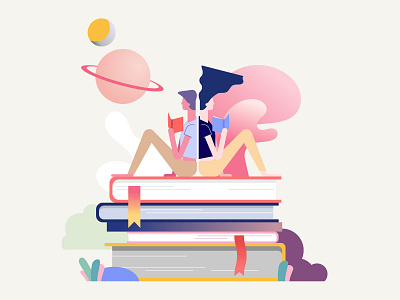 Comfort reading book app books bookshop charachters graphic design illustation ui app