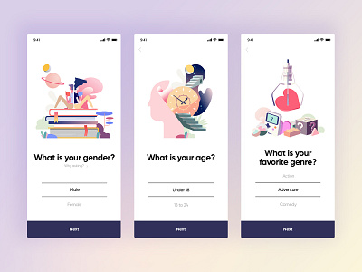 Survey Pages character forms illustation interface surveys ui ux