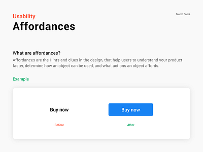 Usability terms Affordances