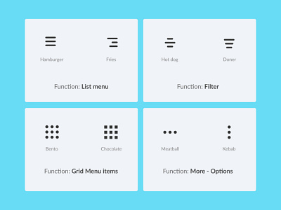 UI Elements Dictionary Menu icons