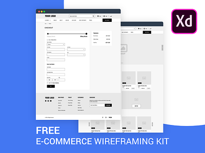 E-commerce Wire-framing Kit (Free download) adobe xd e-commerce e-commerce website freebie ui ux wireframing
