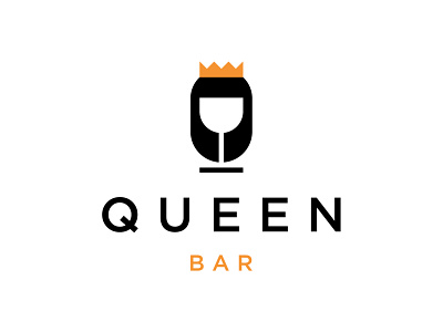 Q U E E N alcohol bar crown girl illustration logo queen wine