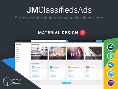 Material design Joomla template & classifieds classifieds portal design joomla template web design