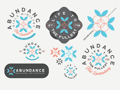 ABUNDANCE Logo Exploration abundance christian church coral flower girls girly jesus logo ministry teal