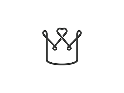 Queen of Hearts black crown hearts icon line trajlov