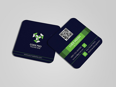 Square Professional Business Card badge black branding busines card creative green photoshop square business card