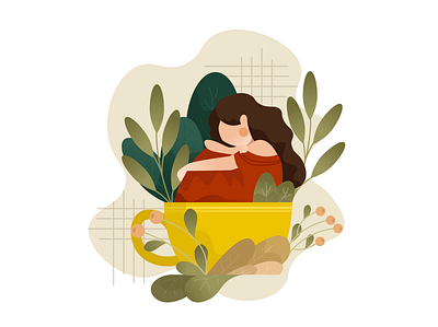 Stay at home art girl home illustration stayathome stayhome vector web