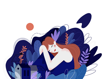 The blue night art blue girl illustration illustration art night people