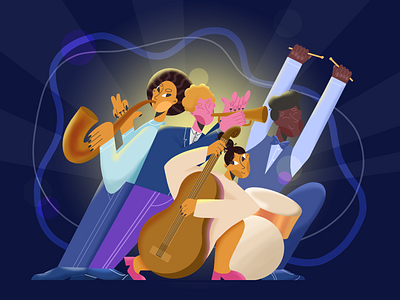 FUNNY JAZZ art clipstudiopaint girl illustration illustration art jazz man music musician people