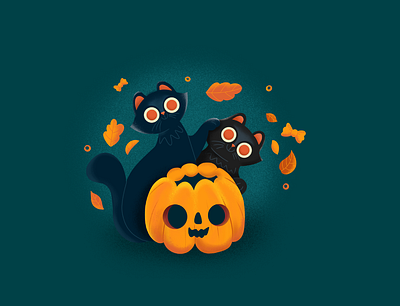 Halloween's cats art cat cats flat halloween illustration illustration art vector