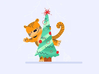 Happy New Year 2022 2d animal art flat happy happynewyear illustration illustration art newyaer tiger