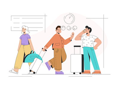 People at the airport airport art flat illustration illustration art people vector