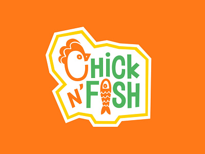 Chick N' Fish Logo brand identity branding design digital illustration graphic design illustration logo logomark logotype vector