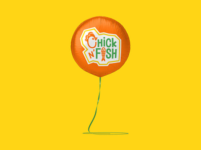 Chick N' Fish Identity System balloon brand identity branding design graphic design identity design illustration logo orange vector