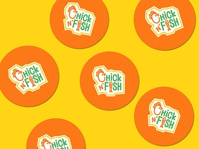 Chick N' Fish Identity System brand identity branding design digital illustration graphic design identity design illustration logo orange vector yellow