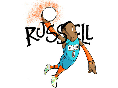 Russell Westbrook cartoon character design design illustration sports art