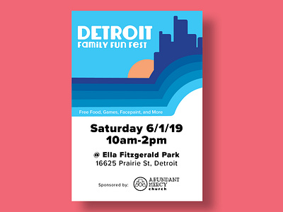 Detroit FunFest flier branding design illustration vector